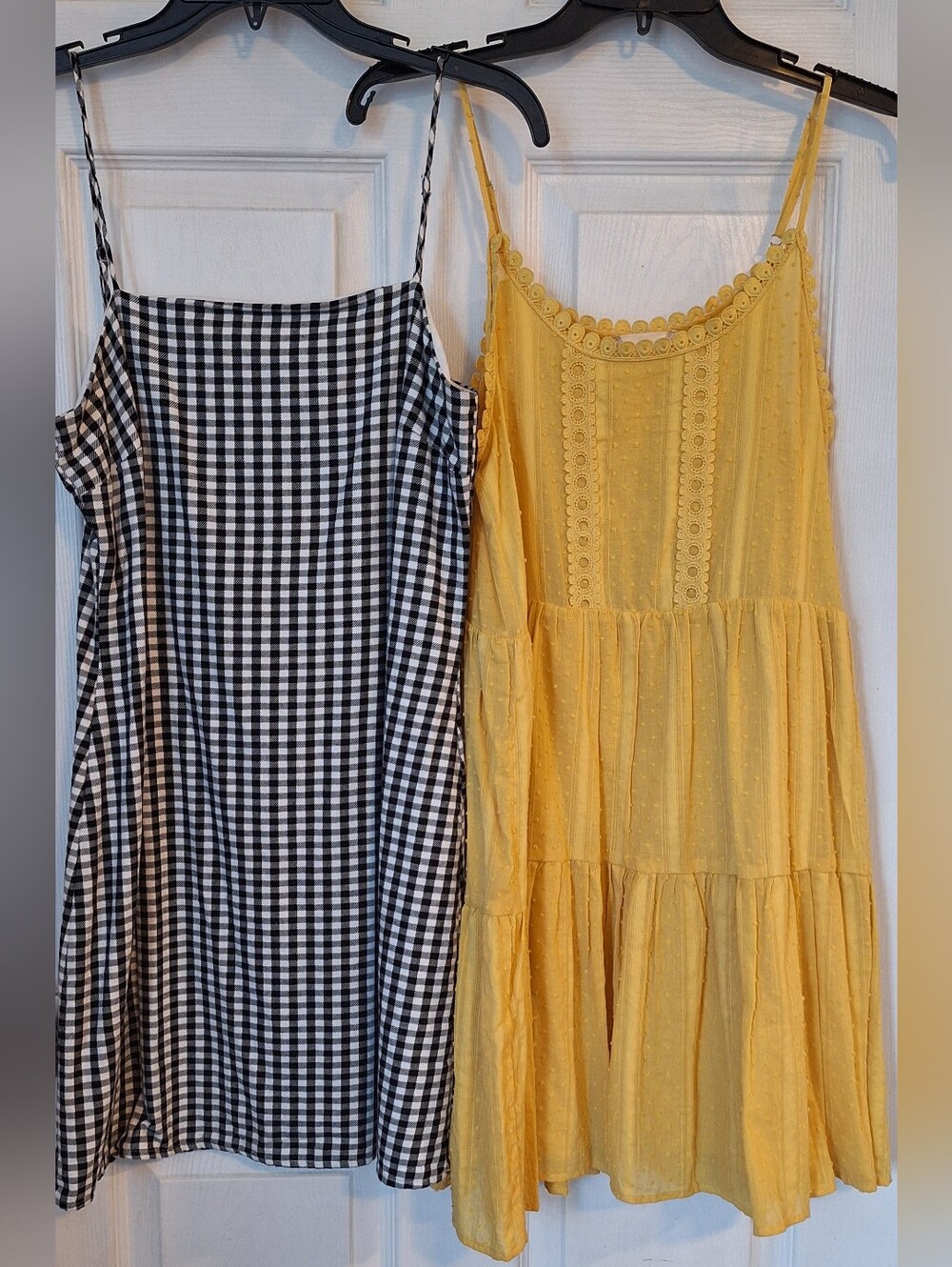 Altar'd State Yellow Swiss Dot Dress & Black White Gingham Dress Bundle S/M